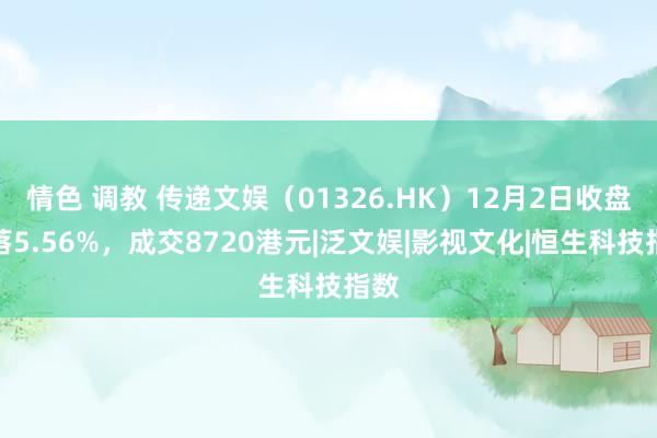 情色 调教 传递文娱（01326.HK）12月2日收盘下落5.56%，成交8720港元|泛文娱|影视文化|恒生科技指数