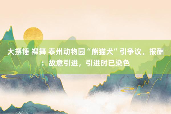 大摆锤 裸舞 泰州动物园“熊猫犬”引争议，报酬：故意引进，引进时已染色