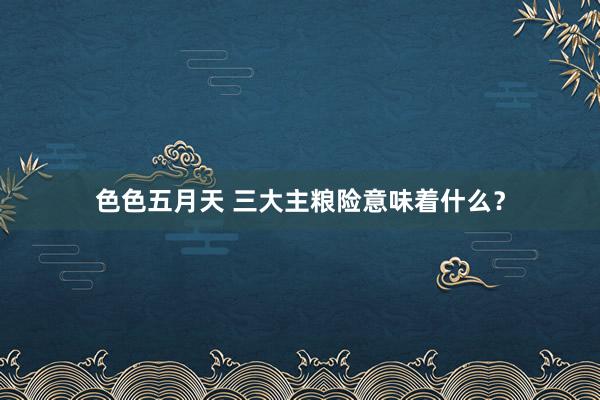 色色五月天 三大主粮险意味着什么？